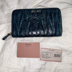 MiuMiu Denim Blue Leather Wallet